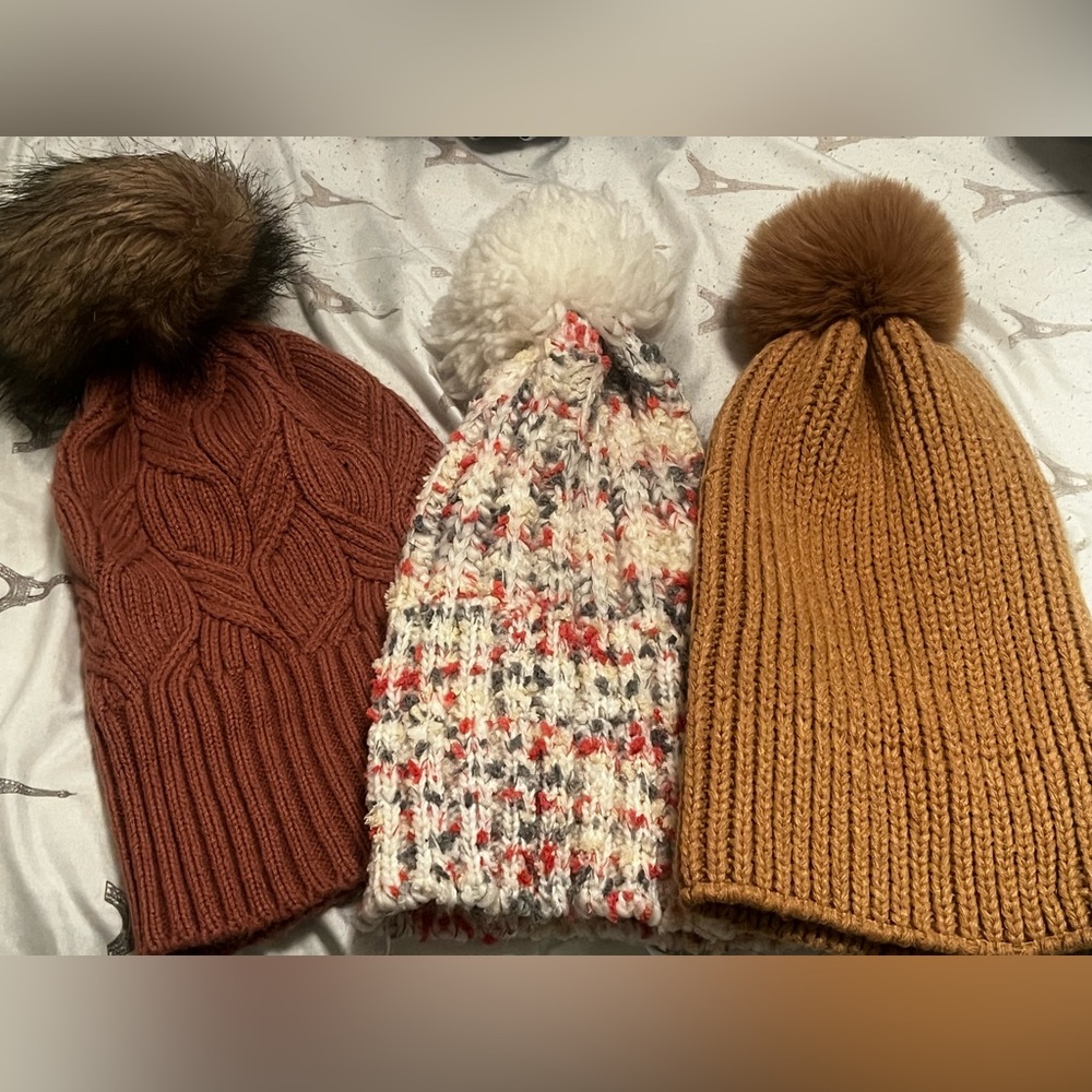 Cozy Knit Beanie Set with Pom Poms